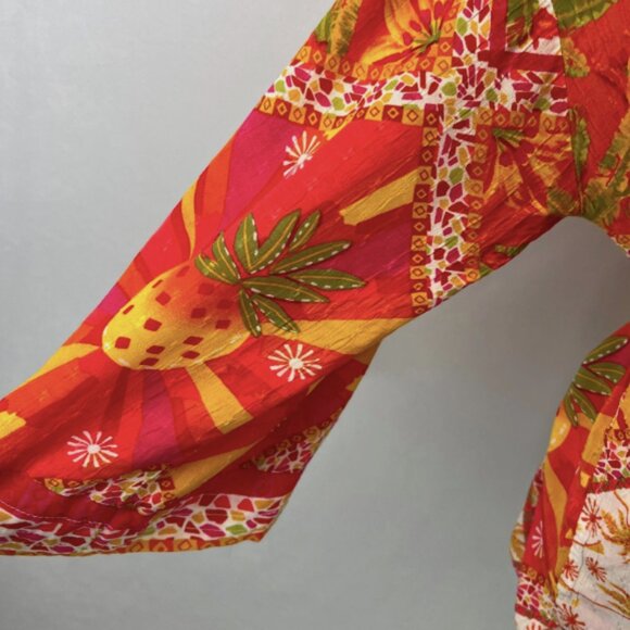 Haute Hippie Size M Kimono Top & Pant Set Colorful Tropical Bohemian Festival - Picture 4 of 16